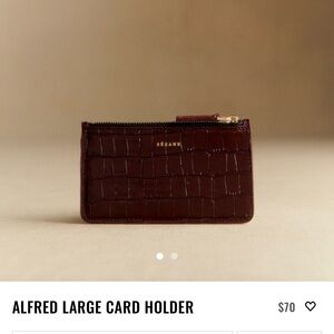 Sezane Alfred Large Card Holder Brown croco